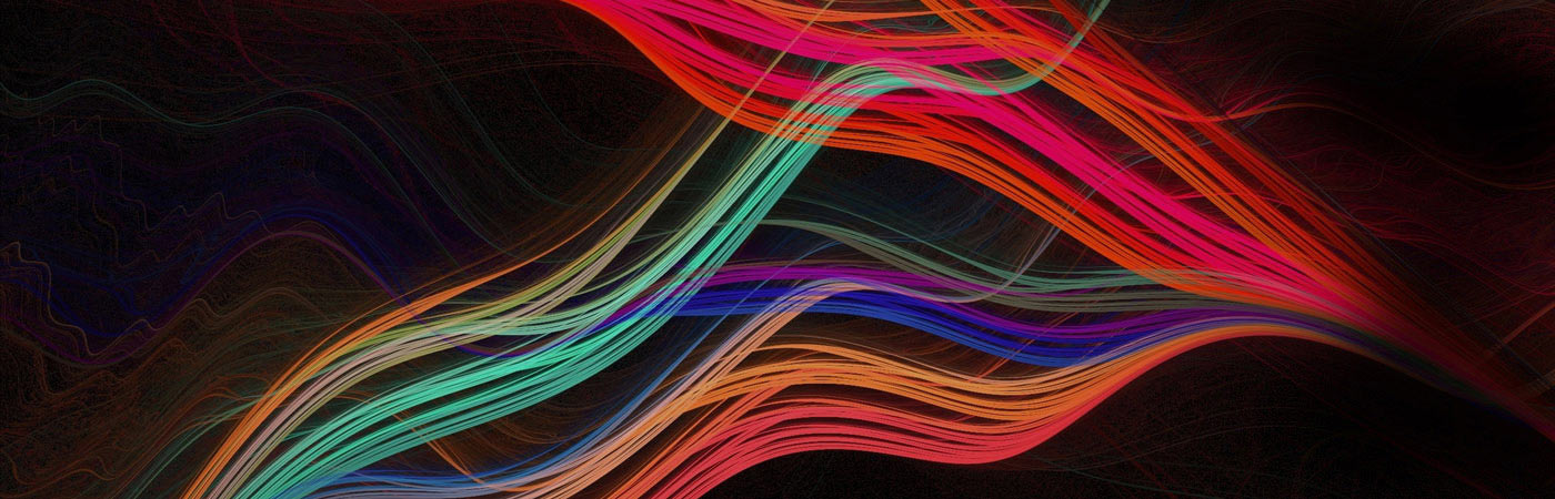 Wavy coloured lines on a dark background